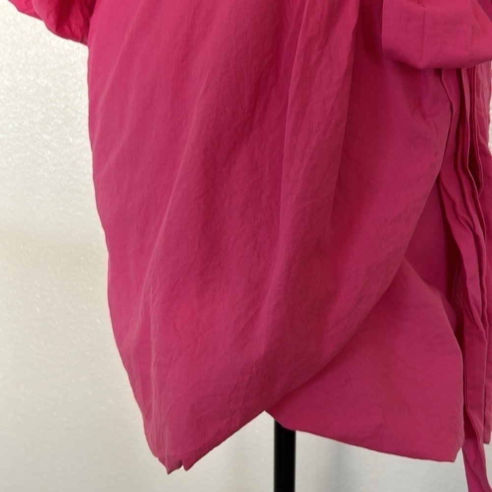 Pink Puff Sleeve with Tie Belt Mini Dress Size Large - Picture 8 of 14